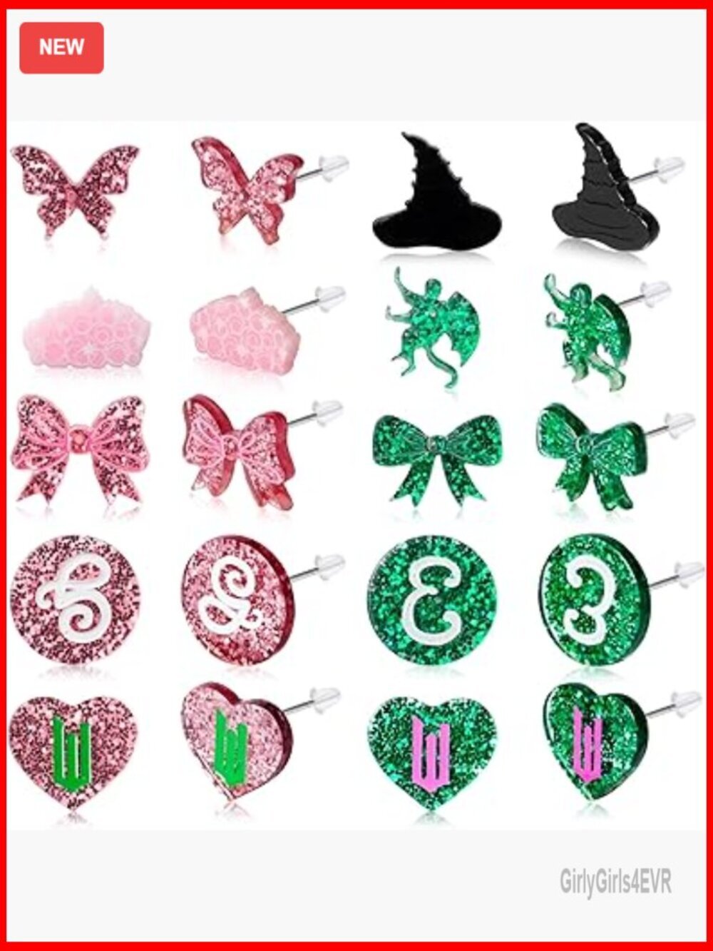 10 Pairs Acrylic Stud Earrings for Witch Cosplay Musical Gifts